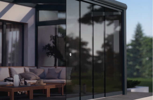 Getöntes Glas Schiebetür